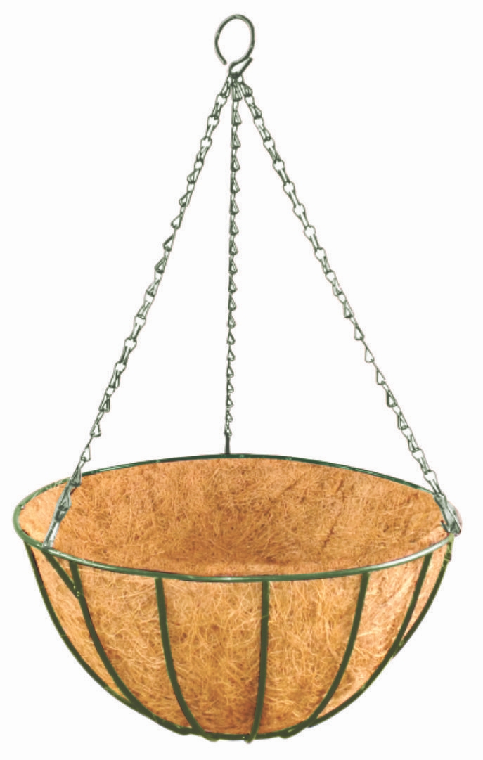 FDB BASKET HANGING 12IN GREEN WITH COCO LINER