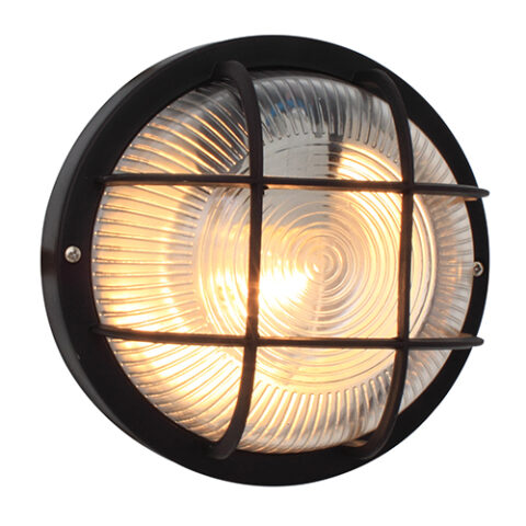 Round Plastic Grid B/Head 185mm Black 1x60w