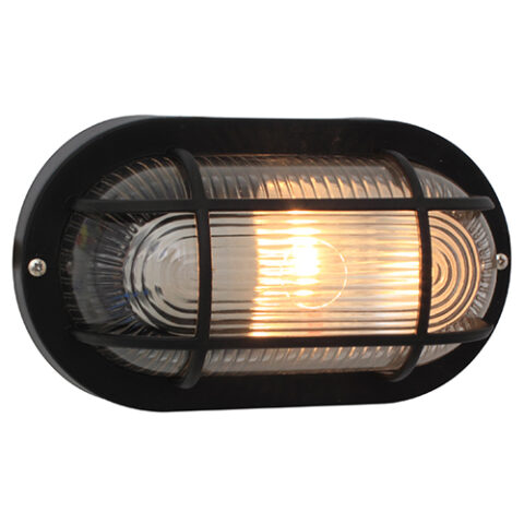 Oval Plastic Grid B/Head 205mm Black 1x60w