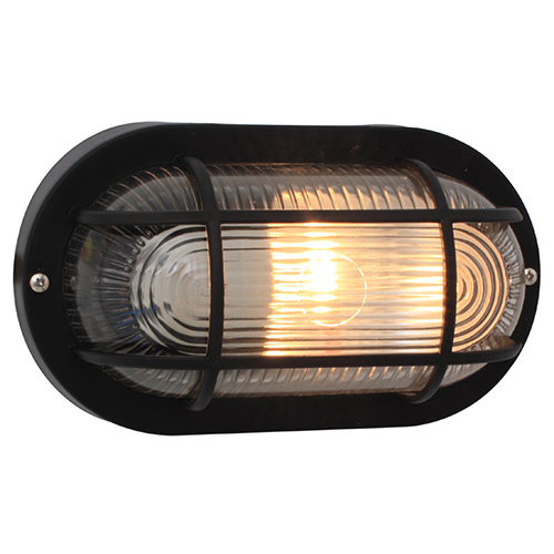 Oval Plastic Grid B/Head 205mm Black 1x60w