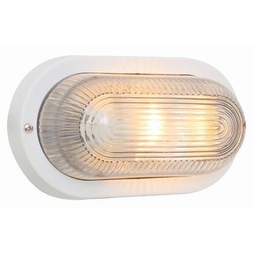 EUROLUX BULKHEAD OVAL PLASTIC 205MM WHITE
