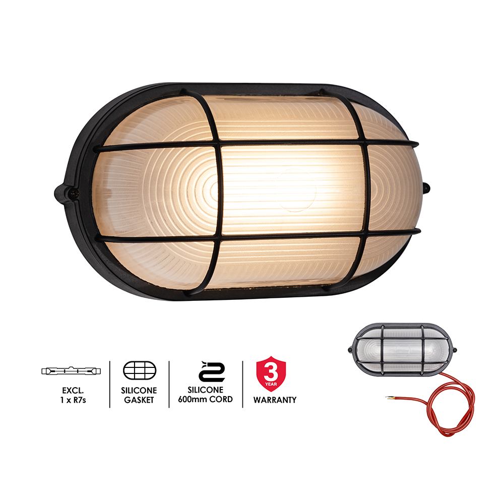 EUROLUX B/HEAD BRAAI LIGHT OVAL LARGE  275MM BLK