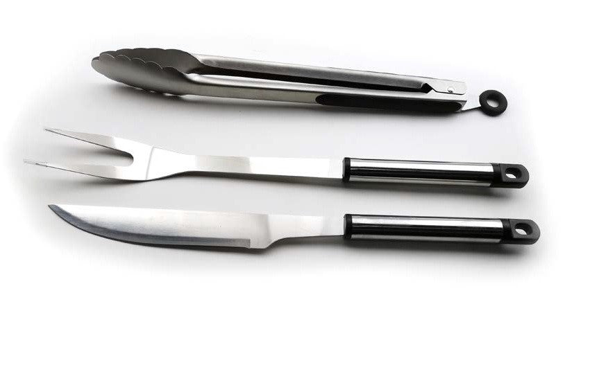 3PC STAINLESS STEEL BBQ TOOL SET
