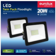 EUROLUX FLOODLIGHT LED 20W 4000K BLACK TWIN PACK