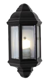 Lantern 3 Panel Half Wall Black E27 1x60w