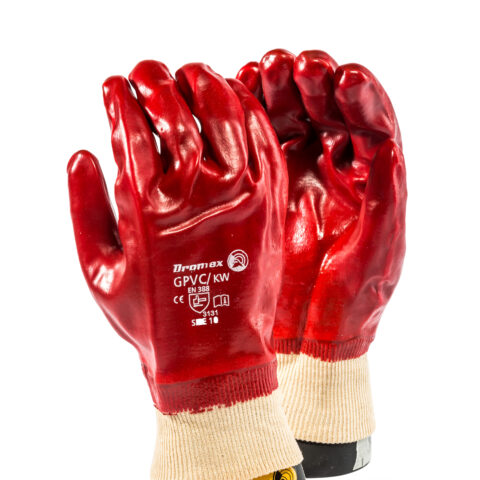 DROMEX GLOVES PVC RED STD GPVC/KW SMOOTH