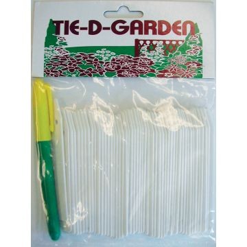 Tie-D Garden Plastic Plant Labels 50 Per Packet & Marker